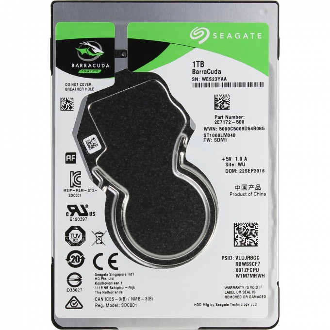 Жесткий диск SEAGATE BARRACUDA 2.5" 1.0 Tb SATA III 128 Mb ST1000LM048 Жесткий диск SEAGATE BARRACUDA 2.5" 1.0 Tb SATA III 128 Mb ST1000LM048