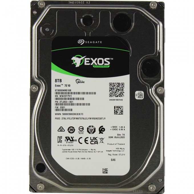 Жесткий диск SEAGATE EXOS 7E10 ORIGINAL SAS 3.0 8TB (7200RPM) 256MB 3.5" ST8000NM018B Жесткий диск SEAGATE EXOS 7E10 ORIGINAL SAS 3.0 8TB (7200RPM) 256MB 3.5" ST8000NM018B