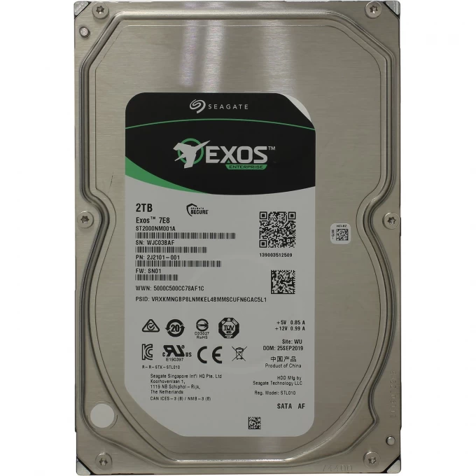 Жесткий диск SEAGATE EXOS 7E8 3.5" 2TB 6GB/S 256 MB ST2000NM001A Жесткий диск SEAGATE EXOS 7E8 3.5" 2TB 6GB/S 256 MB ST2000NM001A
