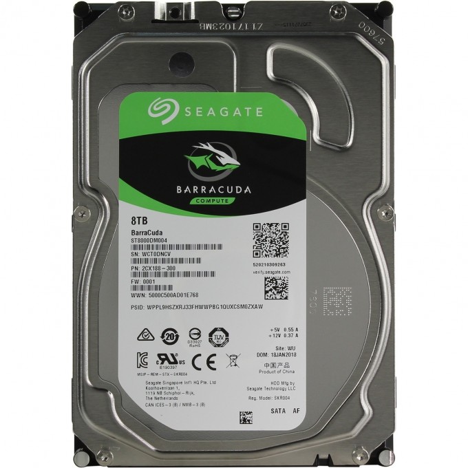 Жесткий диск SEAGATE ORIGINAL BARRACUDA 3.5" 8,0 TB, SATA-III, 256MB ST8000DM004 Жесткий диск SEAGATE ORIGINAL BARRACUDA 3.5" 8,0 TB, SATA-III, 256MB ST8000DM004