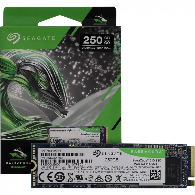 Накопитель SSD SEAGATE 510 M.2 2280 250 ГБ PCI-E 3X4 NVME NAND 3D TLC ZP250CM3A001 Накопитель SSD SEAGATE 510 M.2 2280 250 ГБ PCI-E 3X4 NVME NAND 3D TLC ZP250CM3A001